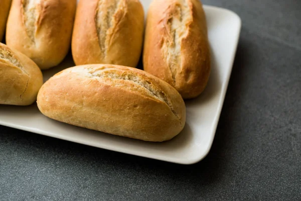 Pan Baguette Recién Horneado Plato Francala Panadería Francesa Ecológica — Foto de Stock