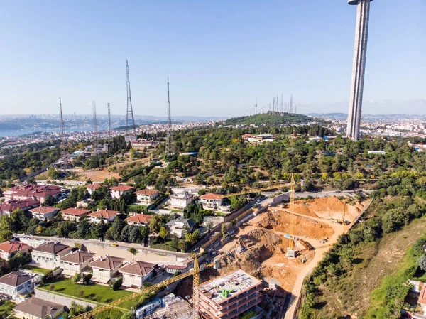 Vista Aérea Uskudar Camlica Construcción Estambul Turquía Paisaje Urbano —  Fotos de Stock