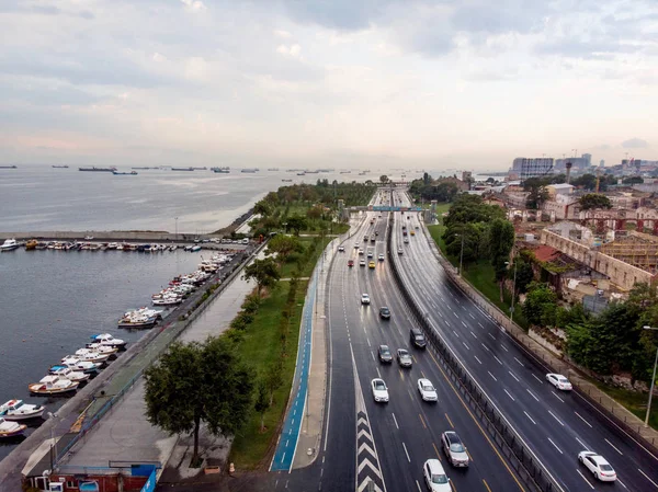 Vista Aérea Del Drone Estambul Seaside Yenikapi Samatya Turquía Paisaje —  Fotos de Stock