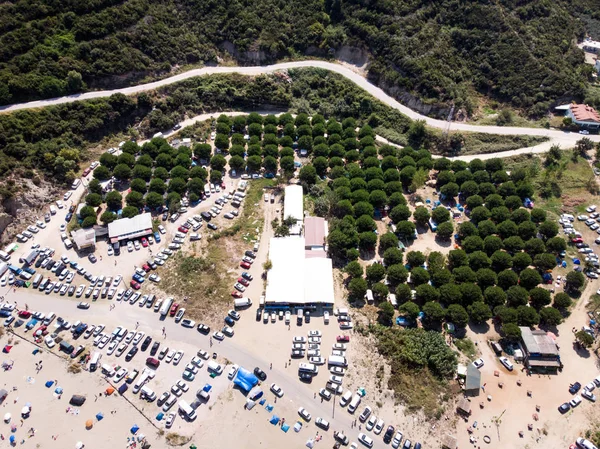 Drohnenaufnahme Von Gebäuden Bäumen Bei Erdek Turankoy Balikesir Turkey Natur — Stockfoto
