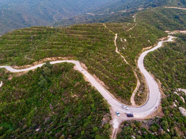 Luftaufnahme Der Bergstraße Wald Bei Erdek Turankoy Balikesir Türkei Natur — Stockfoto