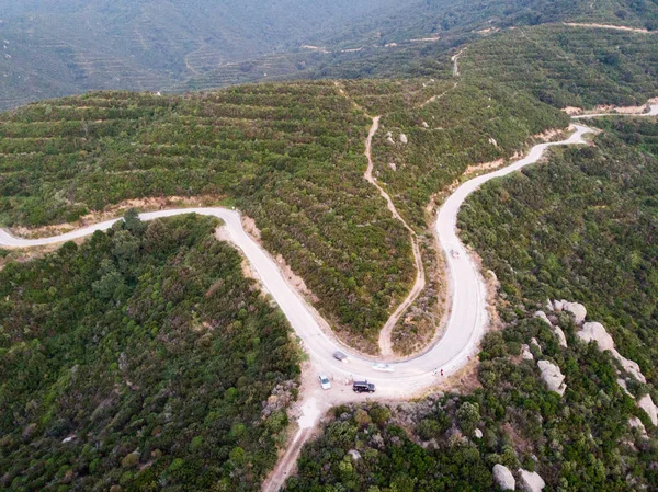 Vue Aérienne Par Drone Voie Montagne Forêt Erdek Turankoy Balikesir — Photo