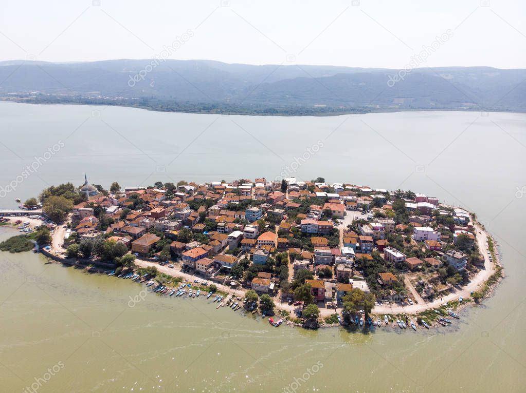 Aerial View of Golyazi Peninsula at Bursa / Turkey. Nature in the City.