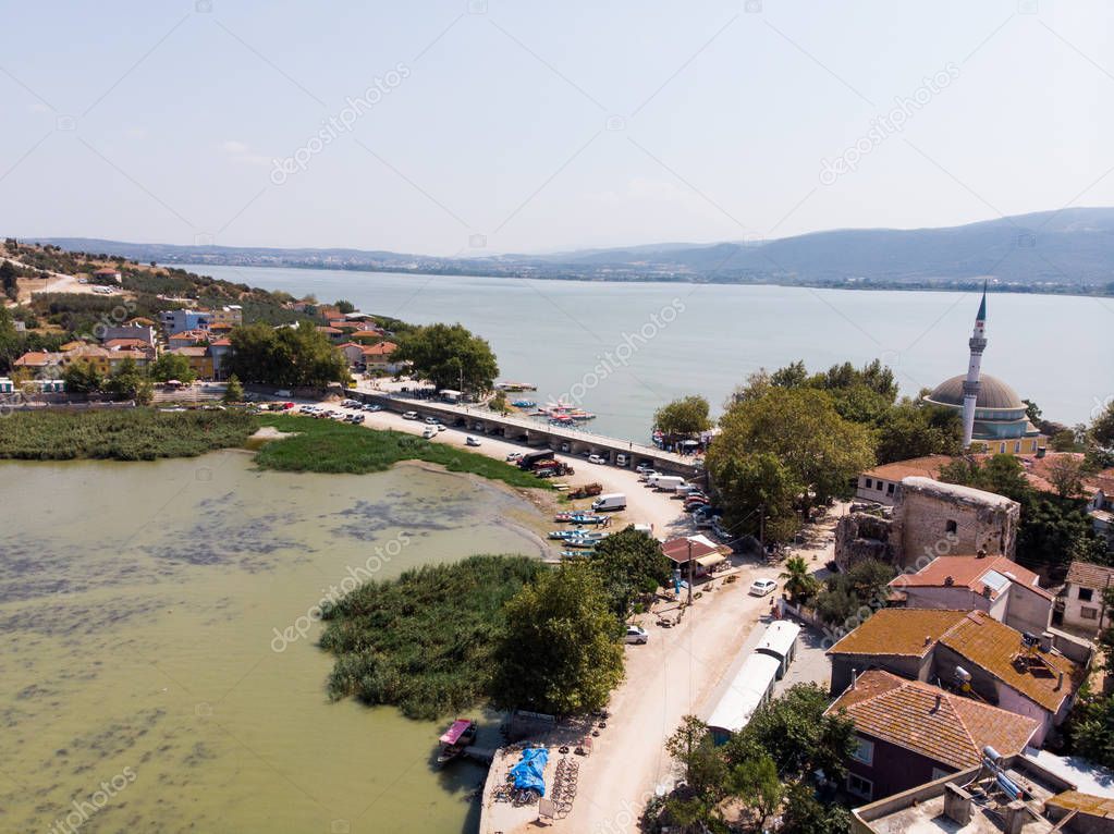 Aerial View of Golyazi Peninsula at Bursa / Turkey. Nature in the City.