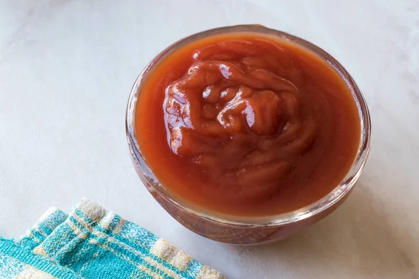 Salsa Ketchup Ciotola Vetro Salsa Fast Food — Foto Stock