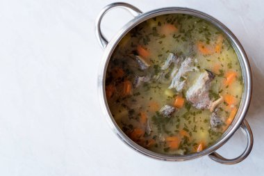 Ev yapımı et güveç et RIP çorbası sebzeli Pan Geleneksel organik gıda.