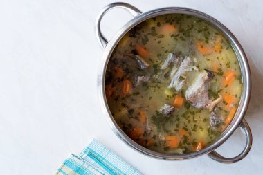 Ev yapımı et güveç et RIP çorbası sebzeli Pan Geleneksel organik gıda.