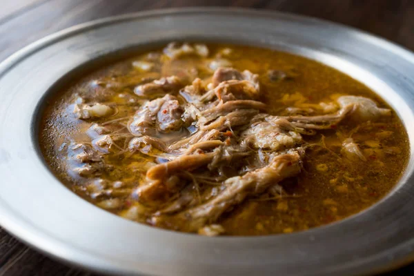 Sopa Turca Beyran Con Carne Cordero Arroz Ajo Picado Salsa — Foto de Stock