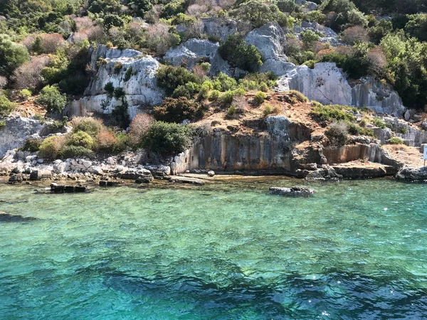 Kayakoy Kekova Simena Wieś Fethiye Mugla Sunken City Kekova Zatoce — Zdjęcie stockowe