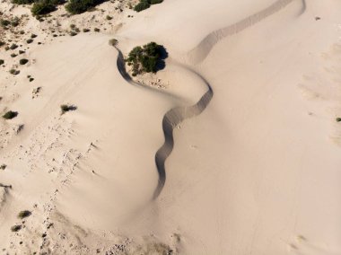 Patara Plajı ve kum tepeleri Antalya ili Türkiye'de hava görünümünü. Türkiye'de tatil.