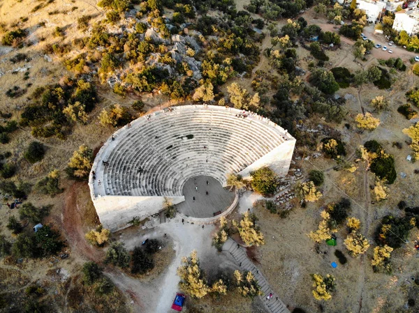 Luftaufnahme Des Antiken Theaters Antiphellos Kas Antalya Urlaub Der Türkei — Stockfoto