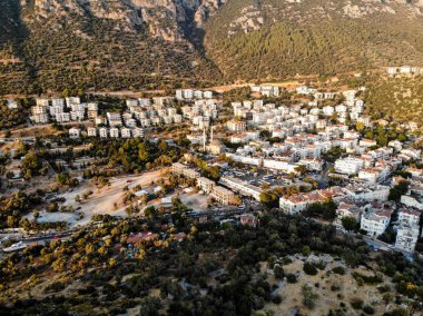 Hava dron görünümü kaş Dalış, Yatçılık ve Turizm şehir bölge Antalya İli, Türkiye'de küçük bir balıkçı, var. Türkiye'de tatil