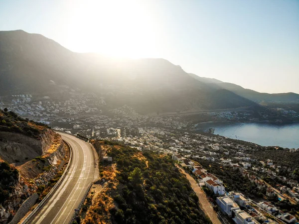 Légifelvételek Resort Town Kalkan Hegyi Antalya Törökország Törökország Nyaralás — Stock Fotó