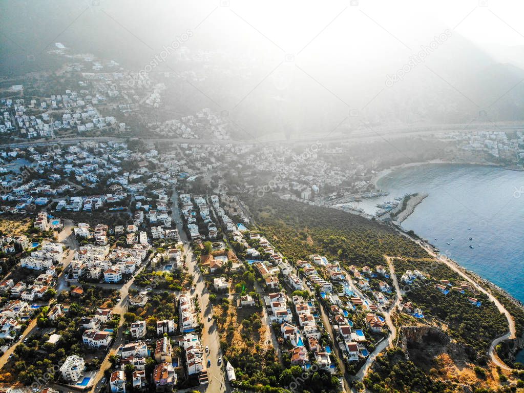 Aerial View of Resort Town Kalkan Antalya in Turkey. Vacation in Turkey.