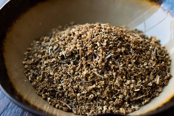 Dried Elderflower Sambucus Dry Elderberry Ceramic Bowl Organic Product — Stock Photo, Image