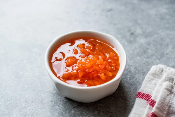 Karotten Und Rosenmarmelade Keramikschüssel Marmelade Gemischt Bio Lebensmittel — Stockfoto