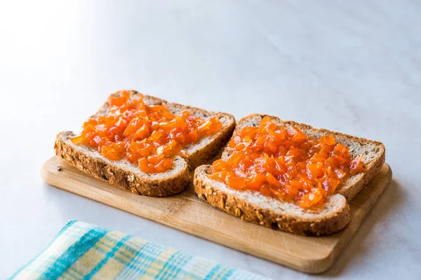 Wortel Rose Brood Jam Marmelade Gemengd Biologisch Voedsel Voor Het — Stockfoto