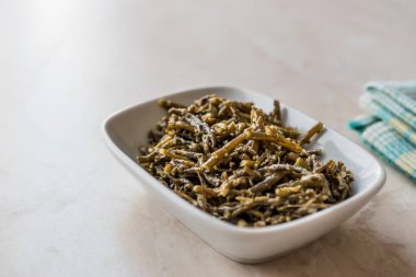 Samphire kıyı bitki olarak da bilinen deniz glasswort pickleweed veya Salicornia salata fasulye. Organik gıda.