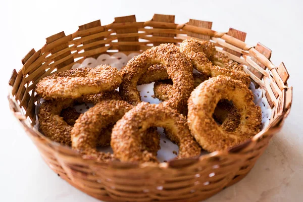 Turecké Bagel Kandil Simidi Simit Sezamovými Semínky Tradiční Potraviny — Stock fotografie