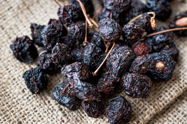 Stapel Van Gedroogde Kersen Zak Klaar Eten Biologisch Voedsel — Stockfoto