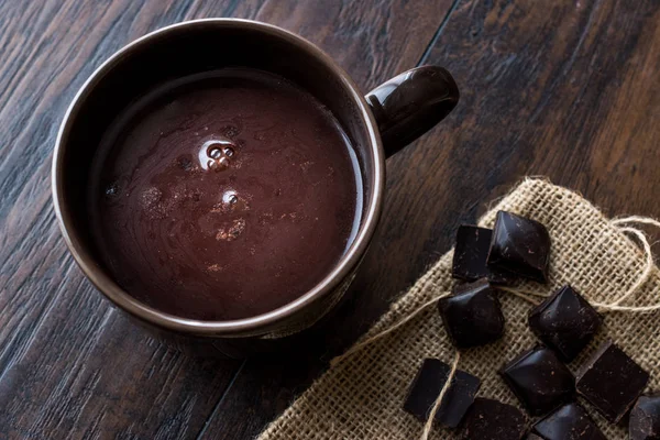 Homemade Spicy Hot Chocolate Big Brown Cup Organic Dessert Cacaco — Stock Photo, Image
