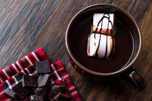 Hot Chocolate Marshmallow Candies Sauce Juicy Dessert — Stock Photo, Image