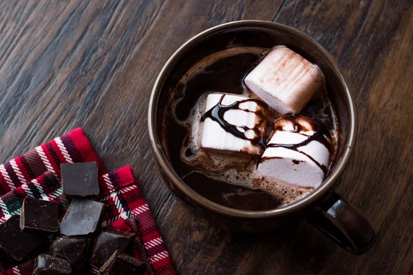 Hot Chocolate Marshmallow Candies Sauce Juicy Dessert — Stock Photo, Image