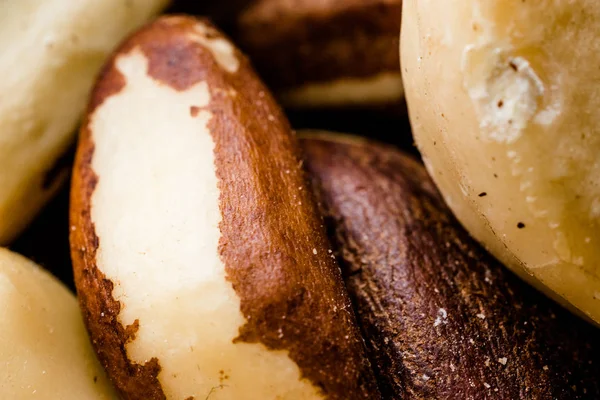Kacang Brasil Tanpa Shell Macro Shot Close View Makanan Organik — Stok Foto