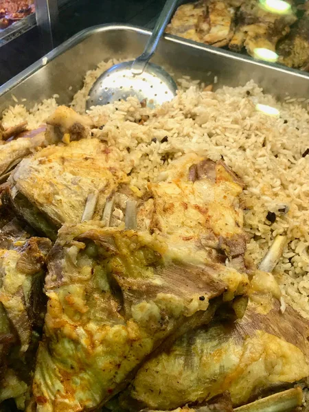 Rippenfleisch Mit Pilav Pilaf Reis Türkischen Restaurant Bio Lebensmittel — Stockfoto