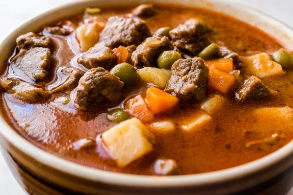 Sabrosa Sopa Goulash Caliente Húngara Bograch Gulas Estofado Carne Cordero — Foto de Stock