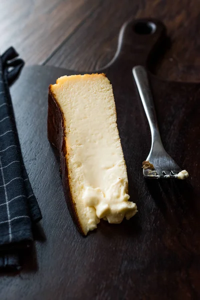 San Sebastian Cheesecake Superfície Madeira Estilo Liso Cremoso Nova York — Fotografia de Stock