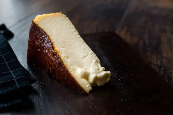 San Sebastian Cheesecake Superfície Madeira Estilo Liso Cremoso Nova York — Fotografia de Stock