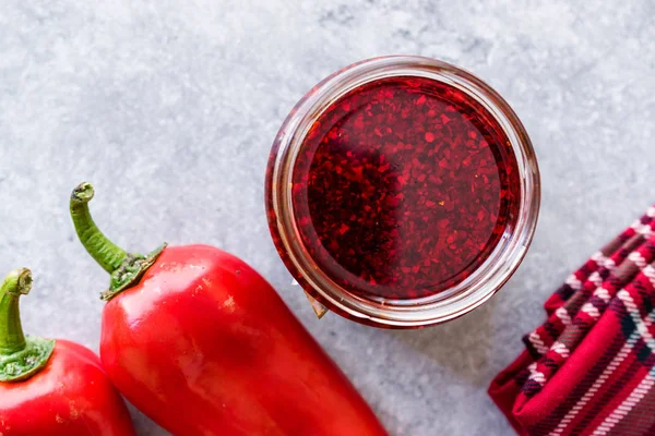 Hete Mexicaanse Pittige Chili Rode Saus Salsa Macha Met Rode — Stockfoto