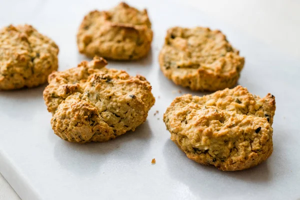 Biscotti Yogurt Salato Fatti Casa Con Avena Arrotolata Pasticcini Salati — Foto Stock