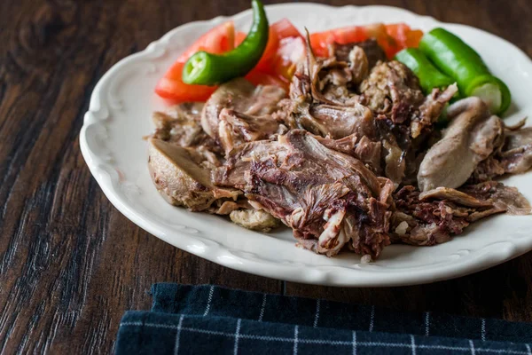 Traditionele Turkse Slachtafvallen Voedsel Kelle Sogus Hoofd Lamsvlees Met Hersenen — Stockfoto