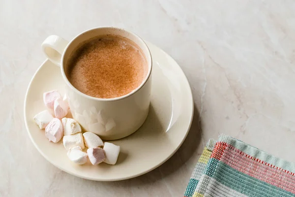 Healthy Homemade Milk Babyccino Marshmallows Cocoa Cinnamon Powder Kids — Stock Photo, Image