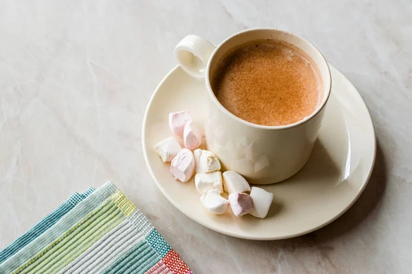 Healthy Homemade Milk Babyccino Marshmallows Cocoa Cinnamon Powder Kids — Stock Photo, Image