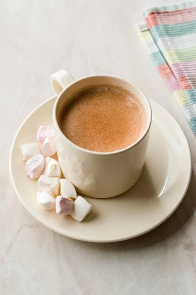 Healthy Homemade Milk Babyccino Marshmallows Cocoa Cinnamon Powder Kids — Stock Photo, Image