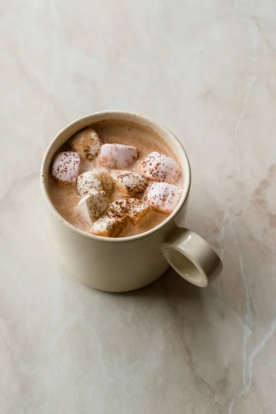 Healthy Homemade Milk Babyccino Marshmallows Cocoa Cinnamon Powder Kids — Stock Photo, Image