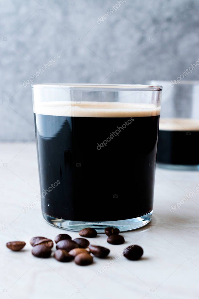 Frothy Cold Brew Nitro Coffee with Beans Ready to Drink.