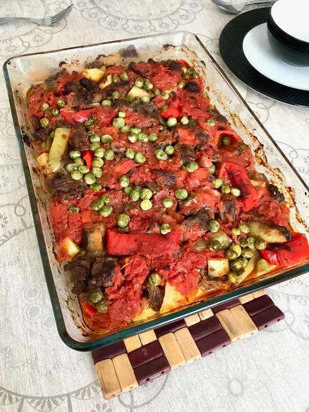 Turlu - Stufato turco Verdure con Patate e Melanzane / Melanzane . — Foto Stock