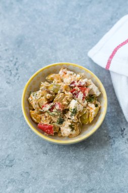 Yoğurt, dereotu ve domates ile Türk Iştah açıcı kabak salatası Baba Ganoush.
