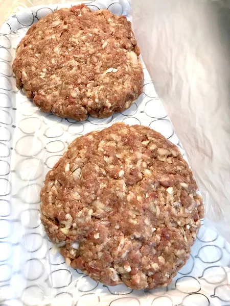 Raw Hamburger Patty Meat with Minced Meat Ready to Fry