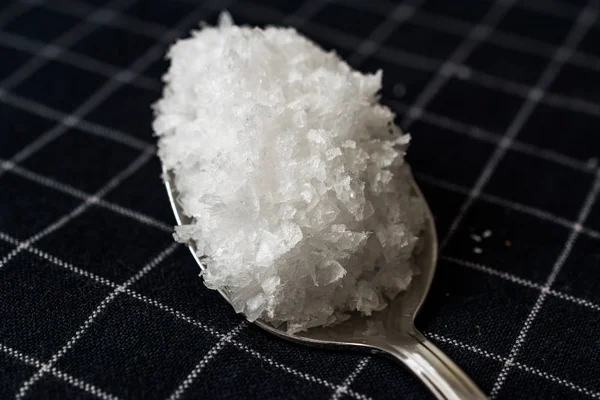 Maldon Sea Salt flakes in Spoon. Ready to Use. — Stock Photo, Image