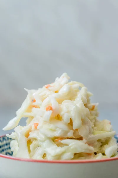 Coleslaw Salad From Cabbage, Carrots and Dressing Mayonnaise in Bowl. — Stock Photo, Image