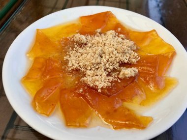 Tahinli Türk Kabak Tatlısı / Tahinli Kabak Tatlisi. Dökme Sos.