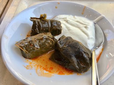 Kara lahana ve yoğurtlu Türk Gıda Dolma.
