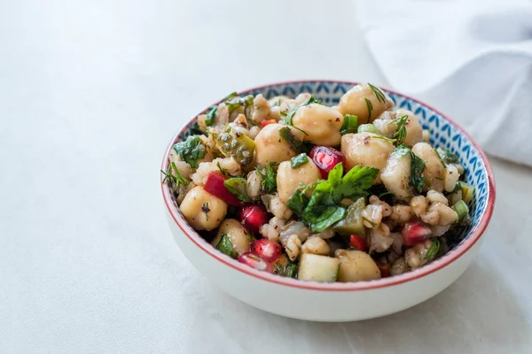 Chickpea Salad with Wheat, Pomegranate Seeds and Parsley — Stock Photo, Image