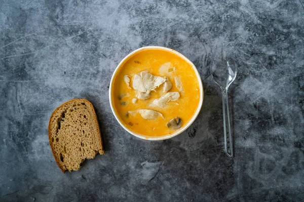 Tire Estilo Tailandês Tom Kha Gai Soup Com Leite Coco — Fotografia de Stock