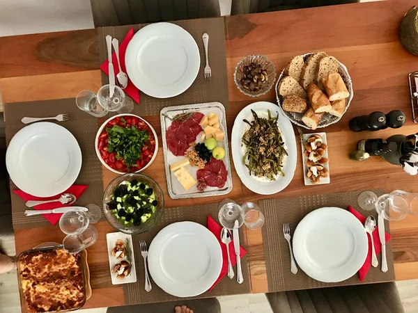 Healthy Organic Homemade Food Wooden Table Home Traditional Dish — Stock Photo, Image